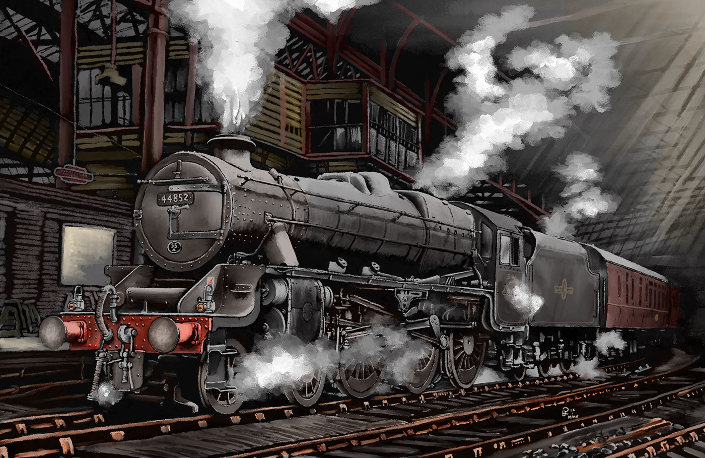 locomotive Steam 1960s dark Grime british birmingham