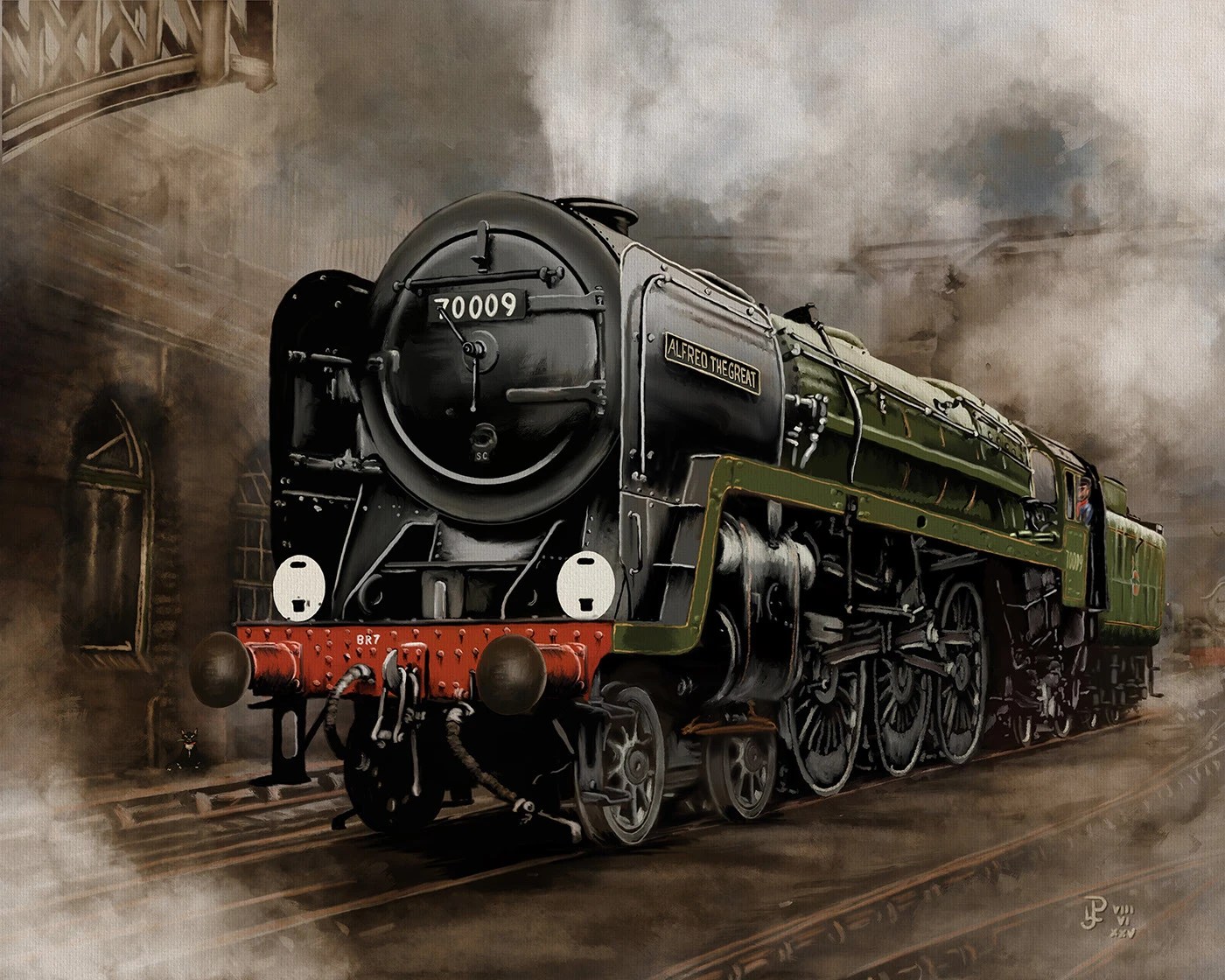 Steam british Railways Britannia portrait digital Oils locomotive 1950s